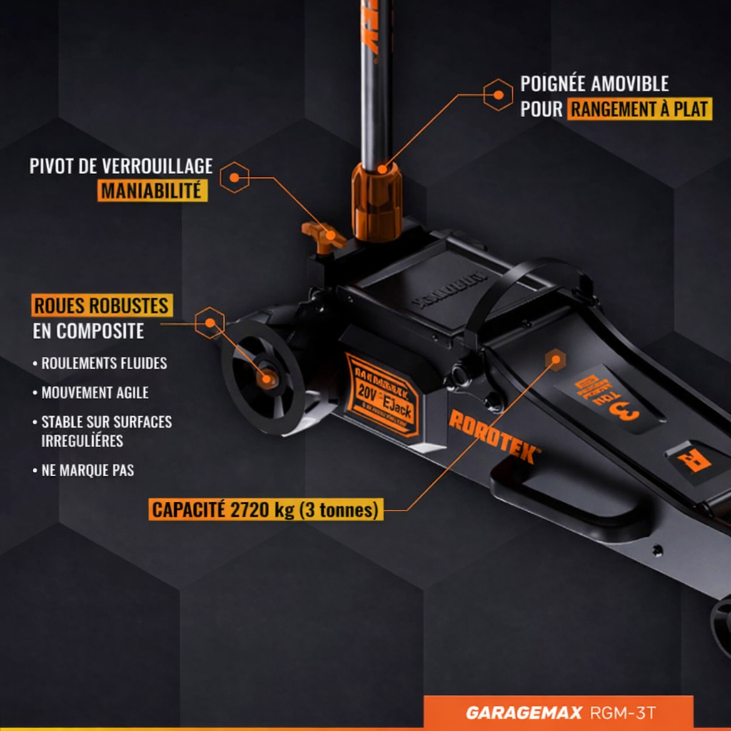 RGM-3T, cric de levage électrique 3 tonnes, profil bas en aluminium et acier
